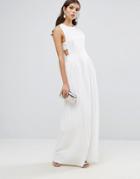Asos Pleated Tabard Maxi Dress - White