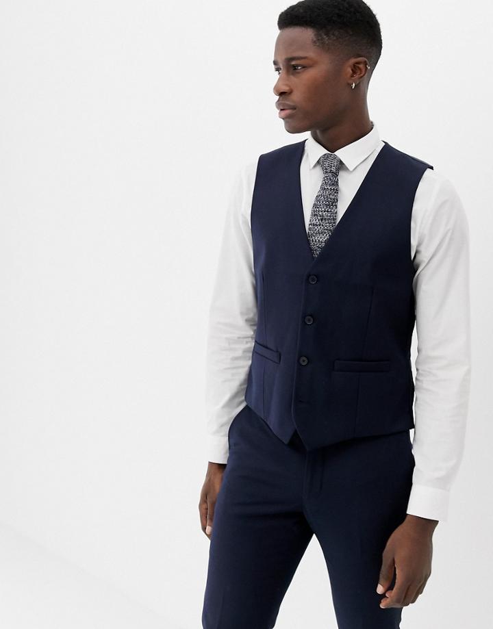 French Connection Plain Suit Vest-blue