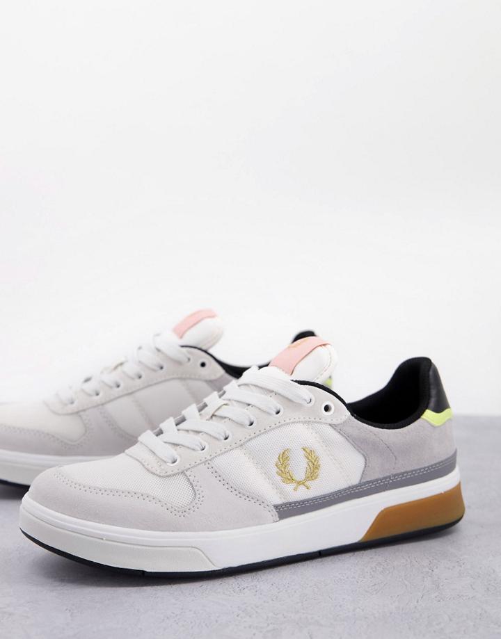 Fred Perry B1263 Leather Sneakers In Gray/gold-grey