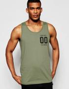 Asos Relaxed Tank With Chest Print - Green