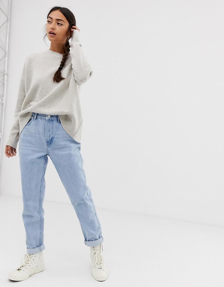 Bershka Mom Fit Jean In Light Blue