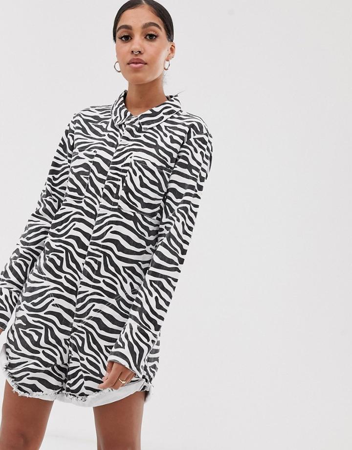 Signature 8 Zebra Print Romper-white