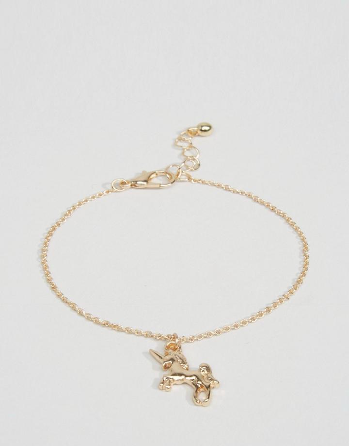 Asos Unicorn Charm Bracelet - Gold