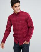 Hollister Poplin Shirt Tonal Check Slim Fit In Red - Red