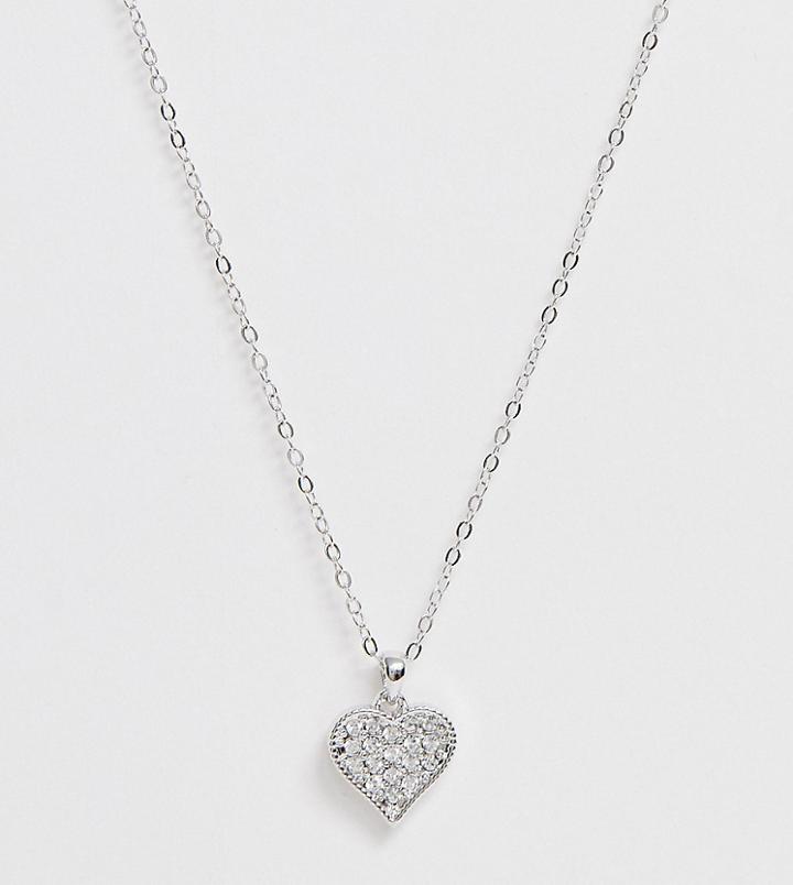 Ted Baker Silver Pave Crystal Heart Necklace - Silver