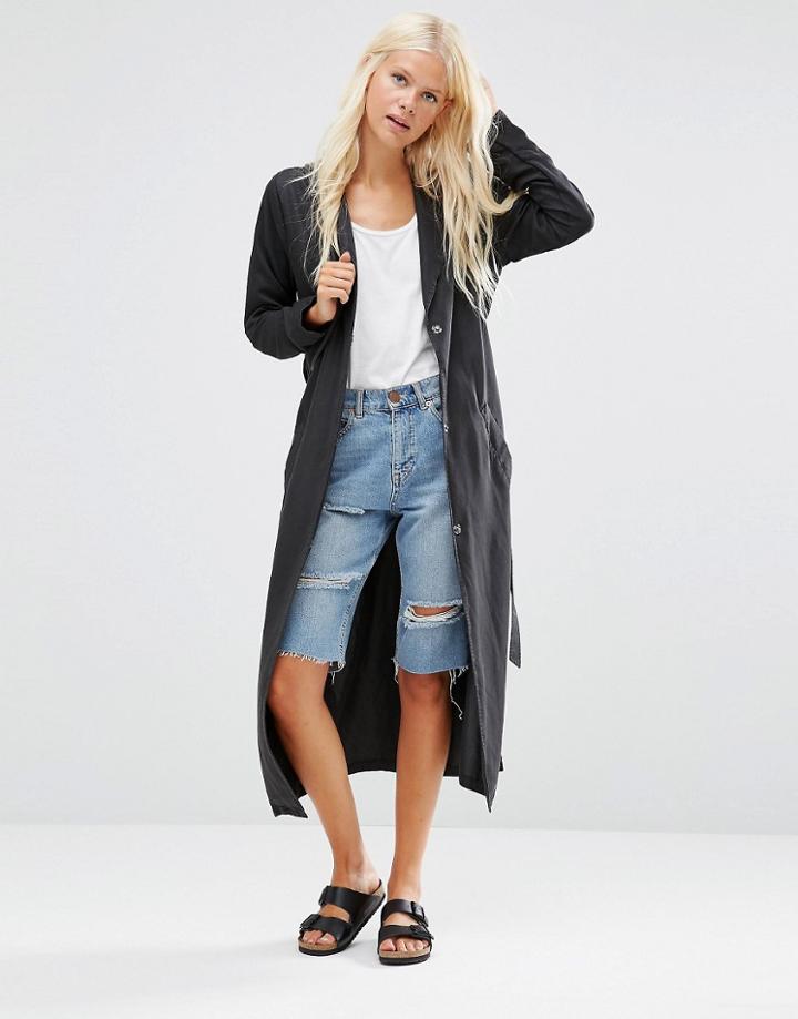 Minimum Katy Drapey Longline Jacket - Black