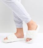 Asos Design Nita Wide Fit Quilted Loungewear Slippers - Cream