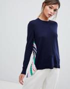 Ted Baker Pleat Back Sweater In Bay Of Honor Stripe - Navy