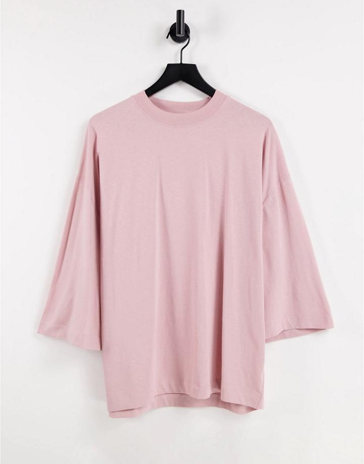Asos Design Oversized T-shirt With Wide Sleeve In Pink