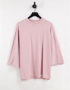 Asos Design Oversized T-shirt With Wide Sleeve In Pink