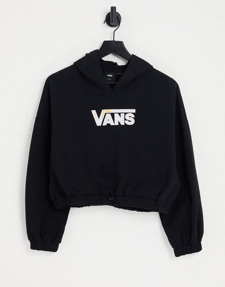 Vans Oversized Cropped Hoodie With Small Chest Logo In Black