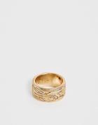 Icon Brand Band Ring With Engraved Detail In Gold