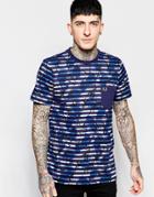 Fred Perry T-shirt With Camo Breton Print - Carbon Blue