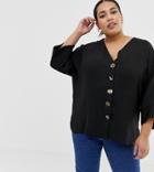 Asos Design Curve Mixed Button Front Top - Green