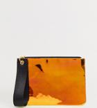 Monki Holographic Zip Through Pouch In Gold-yellow