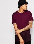Asos T-shirt In Dip Dye In Oversized Fit With Drop Hem - Purple