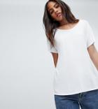 Asos Design Tall T-shirt With Drapey Batwing Sleeve In White - White