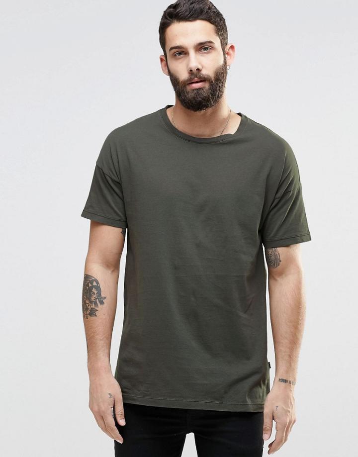 Only & Sons Crew Neck T-shirt With Drop Shoulder Detail - Brushed Nickel