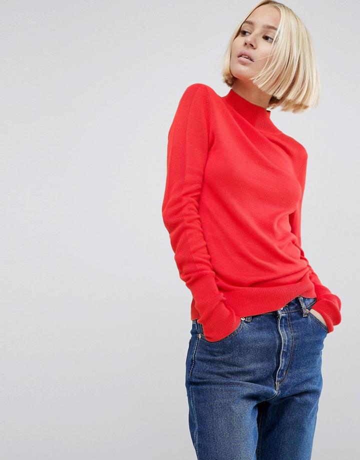 Asos Sweater With Turtleneck In Soft Yarn - Red