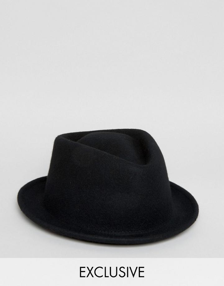 Reclaimed Vintage Pork Pie Hat Black - Black