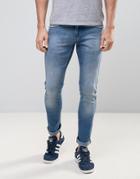 Redefined Rebel Skinny Jeans In Light Wash Blue - Blue