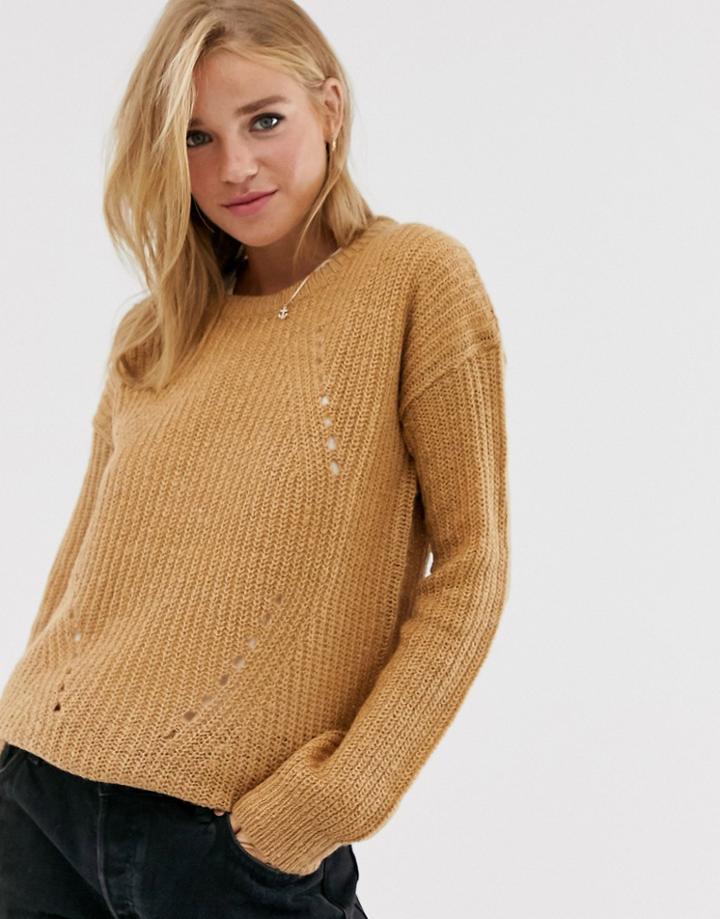 Brave Soul Fab Sweater In Spiced Camel-tan