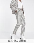 Asos Design Oversized Tapered Suit Pants In Off White And Navy Stripe