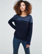 Shae Donna Block Color Sweater In Navy - Navy