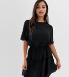 Asos Design Petite Tiered Mini Dress-black