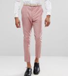 Asos Tall Wedding Tapered Smart Pants In Pink 100% Wool - Pink