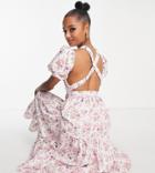 Collective The Label Petite Exclusive Cross Back Tiered Midi Dress In Vintage Floral-multi