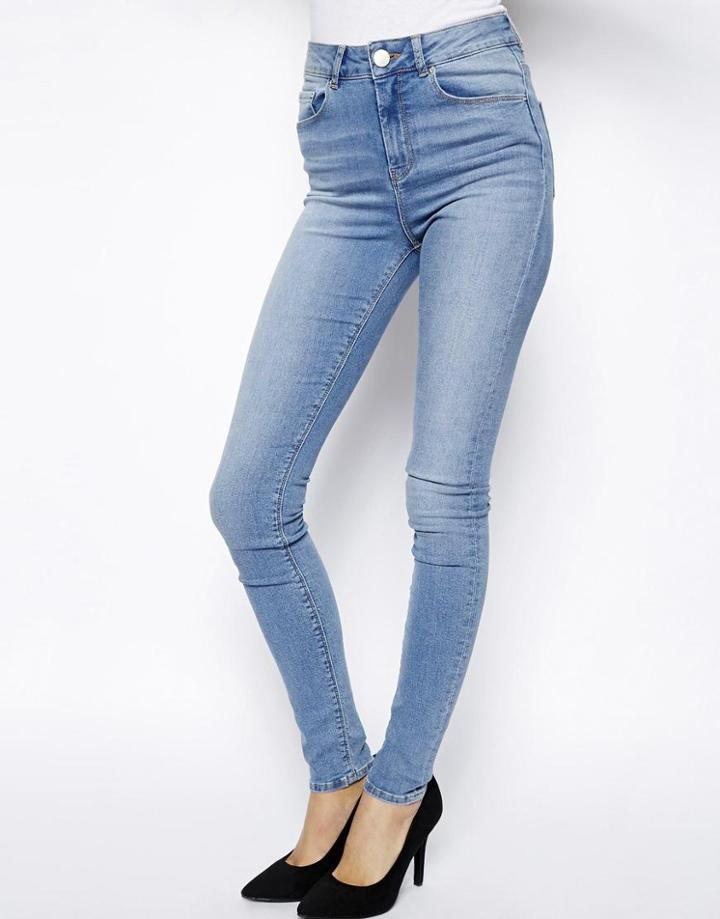 Asos Ridley High Waist Ultra Skinny Jeans In Brookyln Light Wash