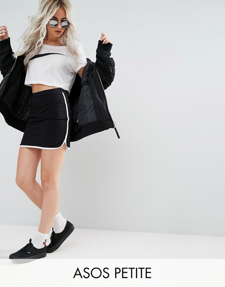 Asos Petite Mini Skirt With Dolphin Hem - Black