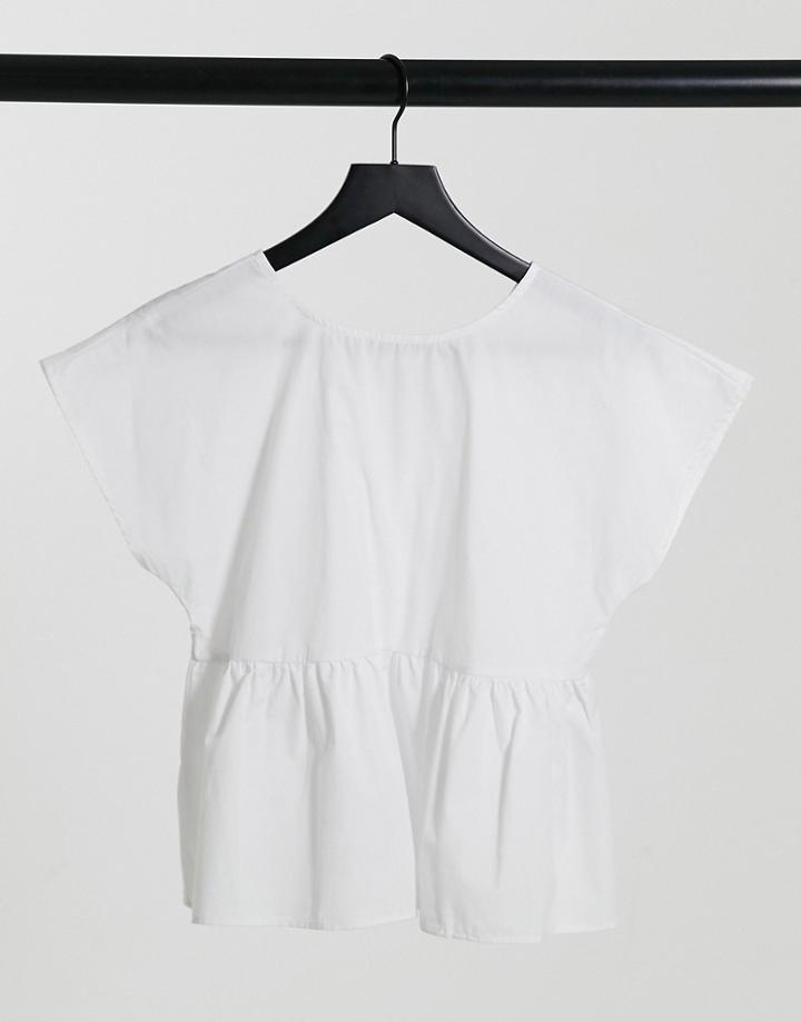 Vila Oversized Blouse With Back Bow Tie Detail In White
