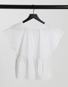 Vila Oversized Blouse With Back Bow Tie Detail In White