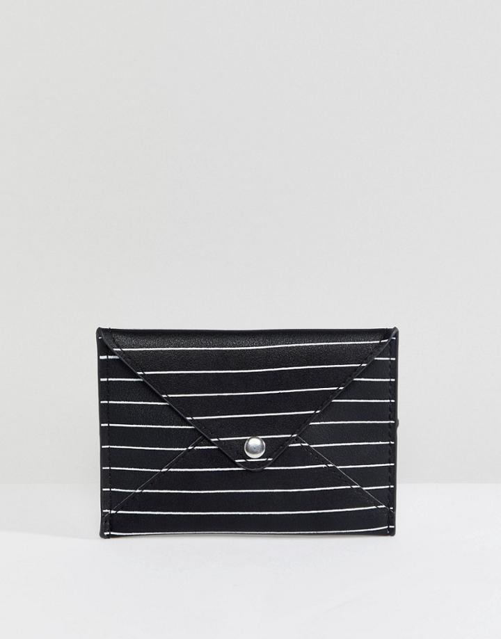 Pull & Bear Envelope Purse In Stripe - Black