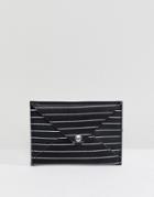 Pull & Bear Envelope Purse In Stripe - Black