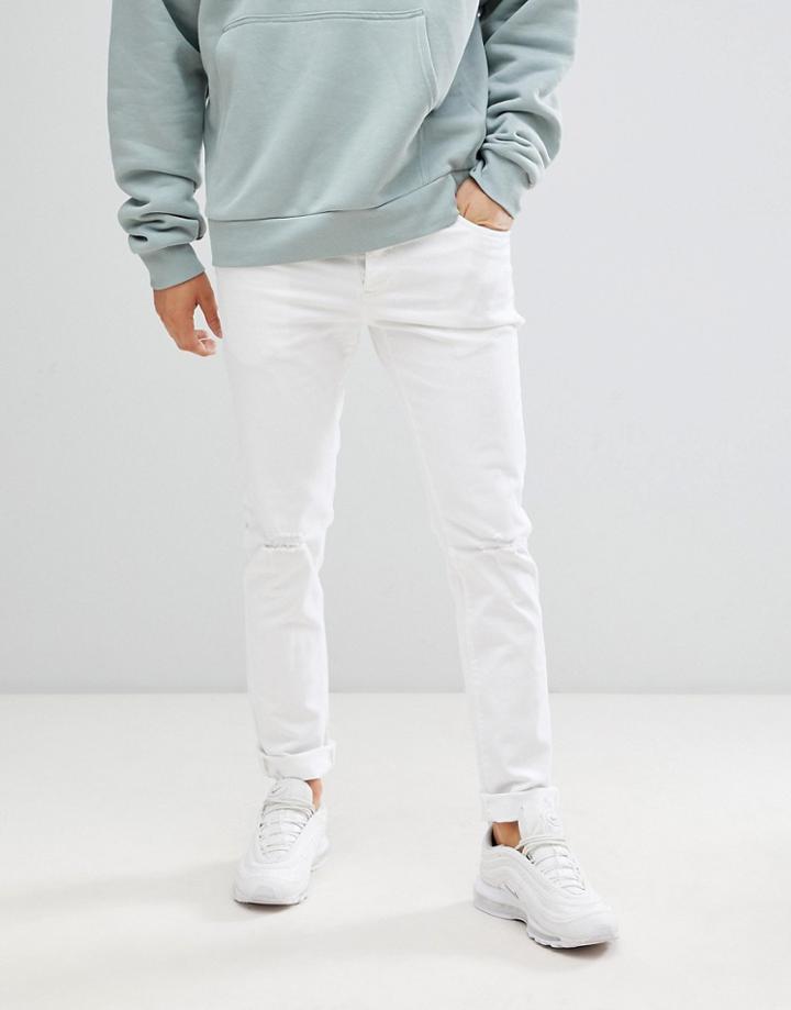Le Breve Skinny Fit Ripped Jeans - White