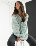 In The Style X Lorna Luxe Knitted Sweater In Green