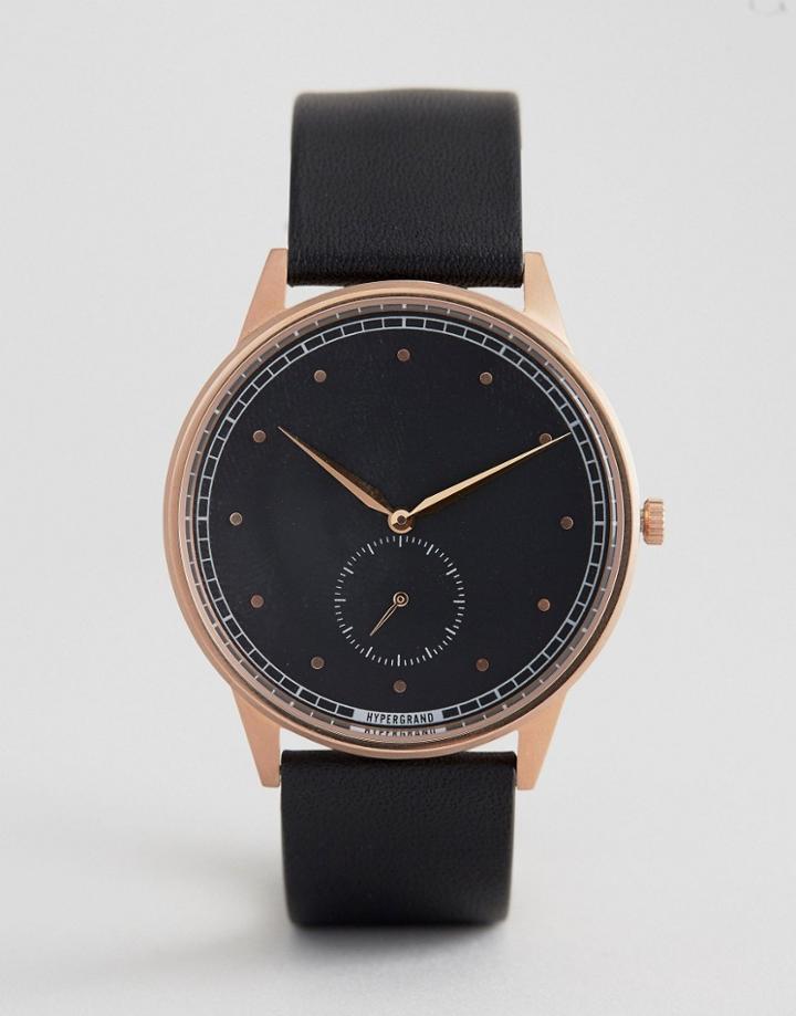 Hypergrand Signature Black Leather Watch - Black