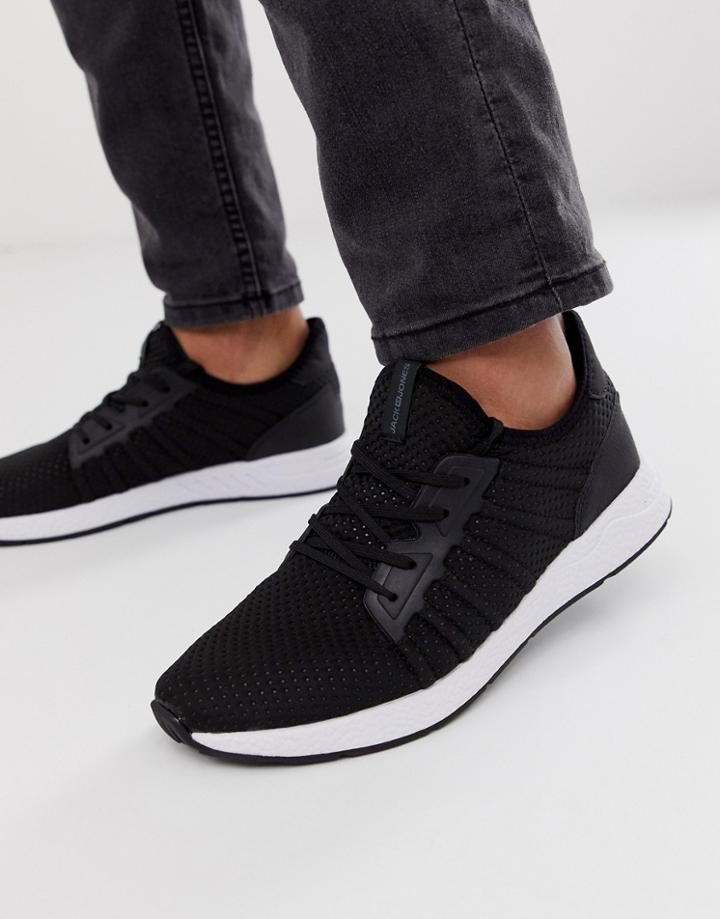 Jack & Jones Mesh Sneaker With Soft Upper In Black - Black
