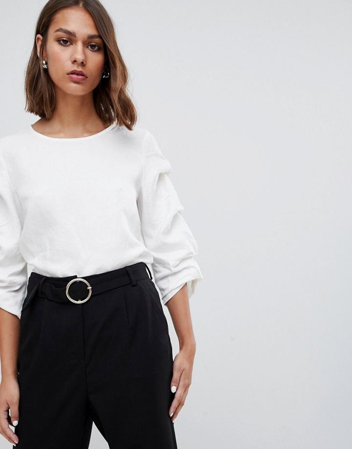 Minimum Textured Sleeve Top - White