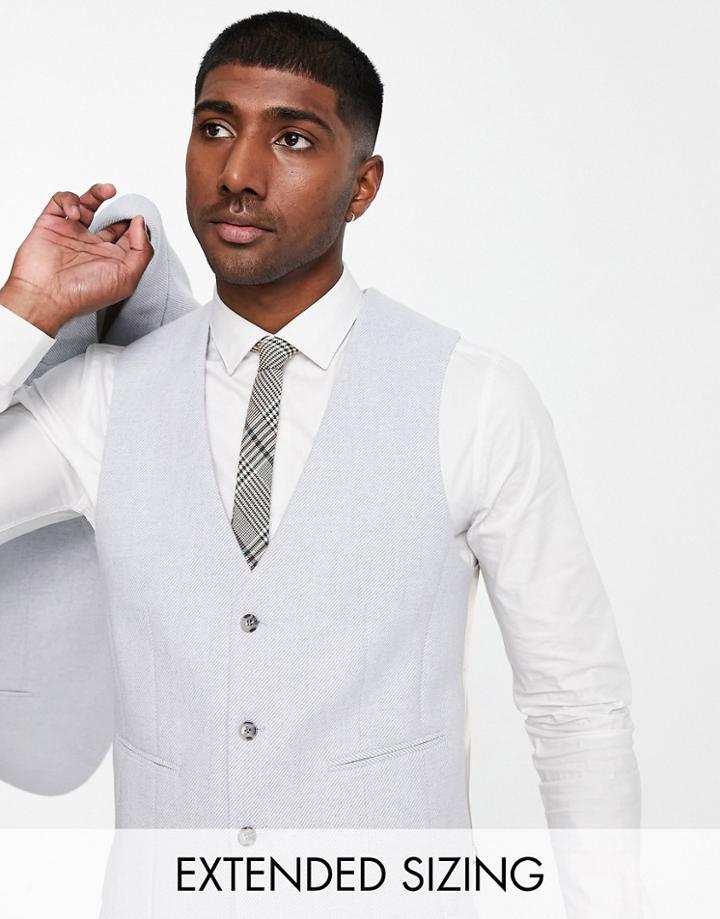 Asos Design Super Skinny Wool Mix Suit Vest In Light Blue Twill