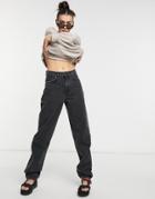 Aligne Organic Cotton Dad Jeans In Washed Black