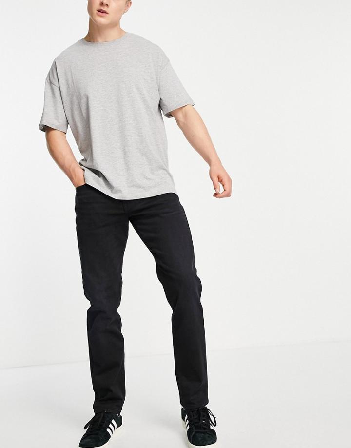 Selected Homme Cotton Blend Straight Fit Jeans In Black - Black