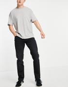 Selected Homme Cotton Blend Straight Fit Jeans In Black - Black
