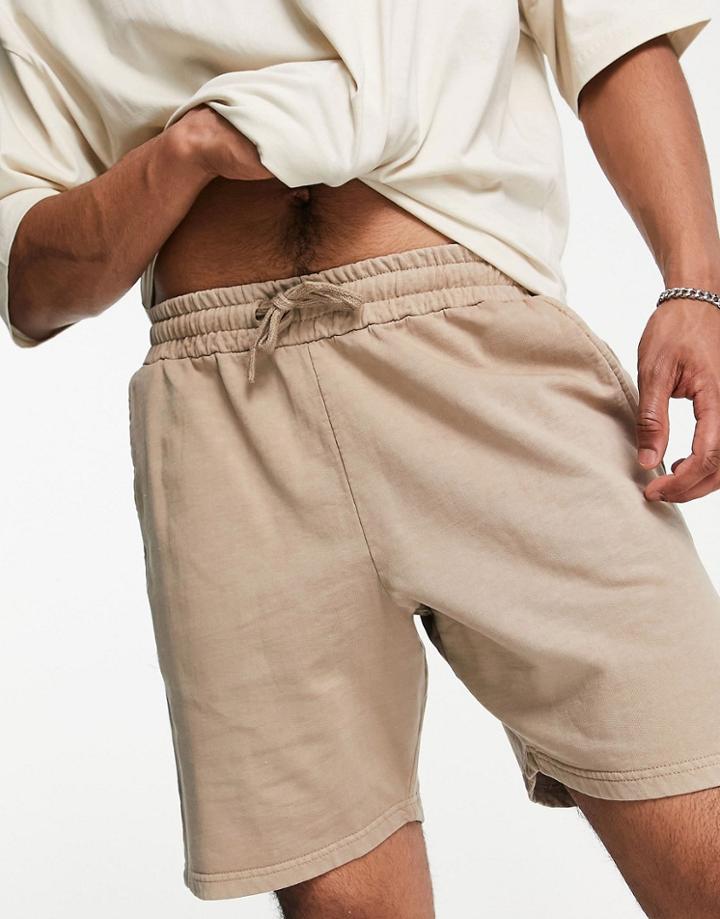 New Look Jersey Short In Washed Stone-neutral