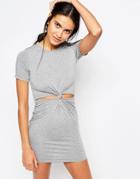 Missguided Cut Out Waist Bodycon Dress - Gray