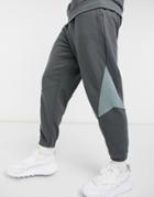 Asos Design Set Oversized Sweatpants With Rib Insert Panels In Washed Black-grey