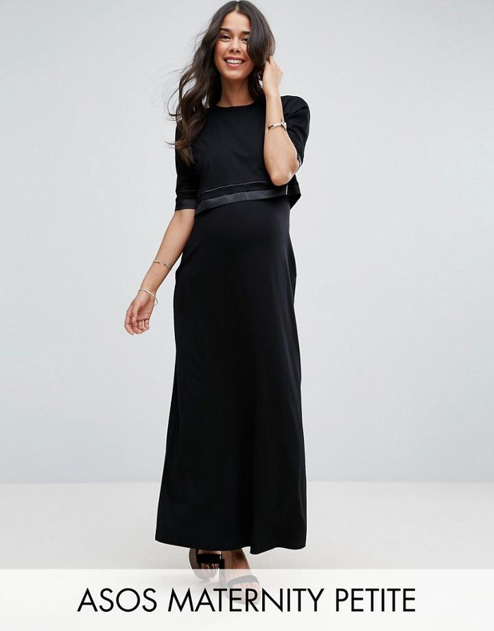 Asos Maternity Petite Nursing Double Layer Maxi Dress - Black